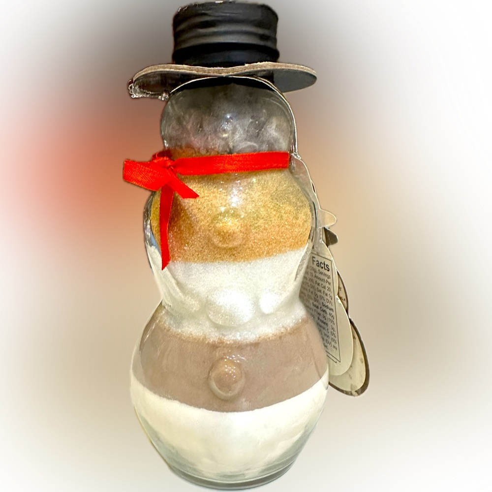 VTG RARE LAGUNA HOME COLLECTIBLE SNOWMAN BROWNIE MIX GLASS JAR BOTTLE HOLIDAY